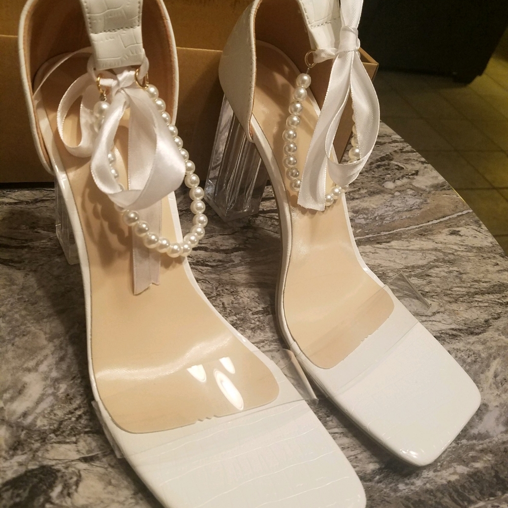 White high heels